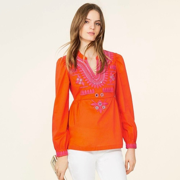 Tory Burch Tops - NWT Tory Burch Claudia Tunic Pink Orange